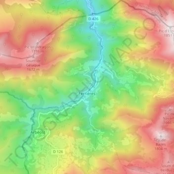 Ferrières topographic map, elevation, terrain