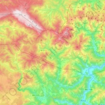 Foča Municipality (FBiH) topographic map, elevation, terrain