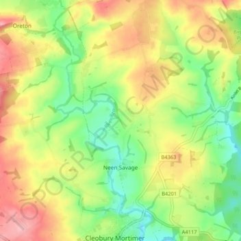 Neen Savage topographic map, elevation, terrain