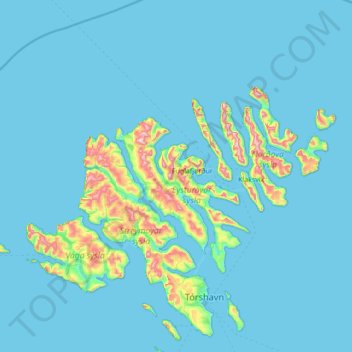 Eysturoy topographic map, elevation, terrain
