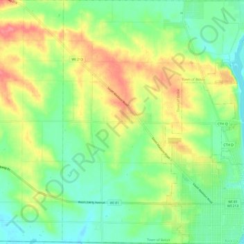 Town of Beloit topographic map, elevation, terrain
