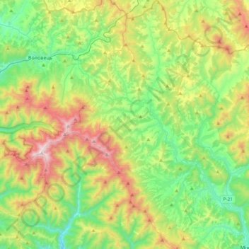 Pylypets Rural Hromada topographic map, elevation, terrain