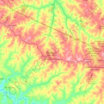 Valentim Gentil topographic map, elevation, terrain