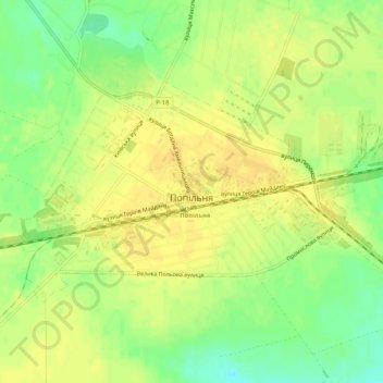 Popilnia topographic map, elevation, terrain