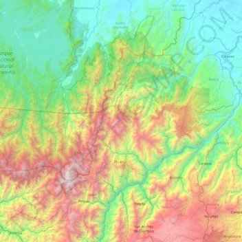 Ituango topographic map, elevation, terrain