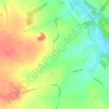 Gateley topographic map, elevation, terrain