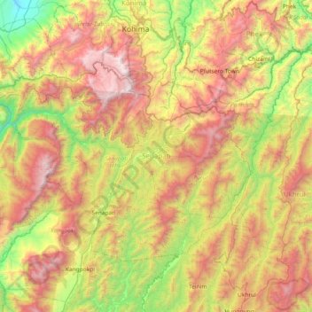 Senapati topographic map, elevation, terrain