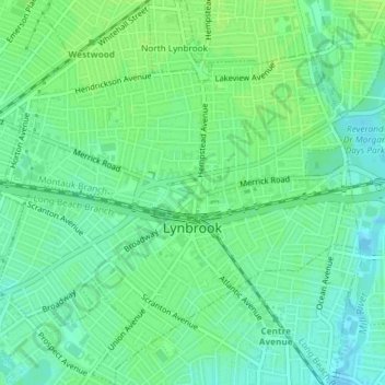 Lynbrook topographic map, elevation, terrain