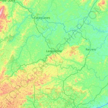 Leopoldina topographic map, elevation, terrain