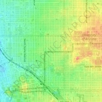 West University topographic map, elevation, terrain