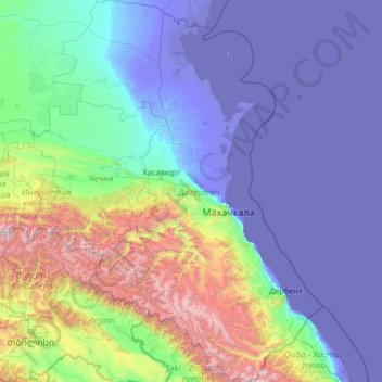 Dagestan topographic map, elevation, terrain