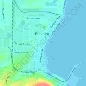 Esperance topographic map, elevation, terrain