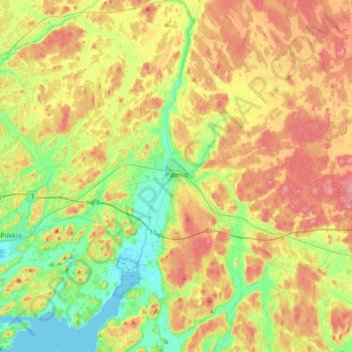 Paimio topographic map, elevation, terrain