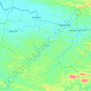 Kanowit topographic map, elevation, terrain