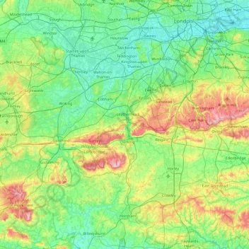 Surrey topographic map, elevation, terrain