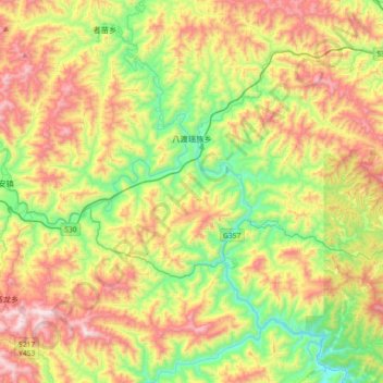 八渡瑶族乡 topographic map, elevation, terrain