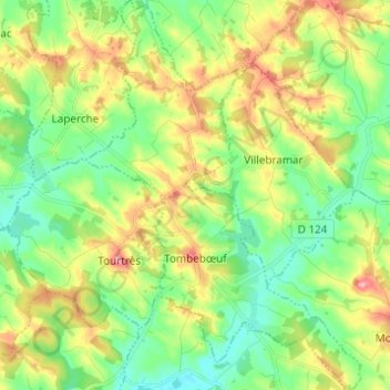 Tombebœuf topographic map, elevation, terrain