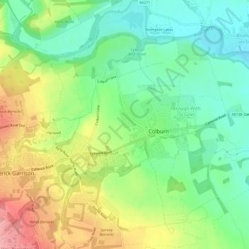 Colburn topographic map, elevation, terrain