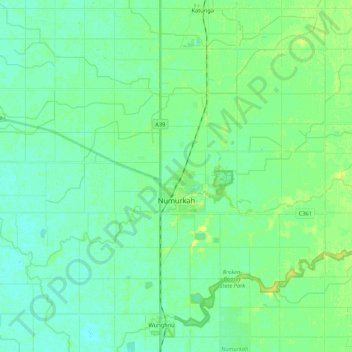 Numurkah topographic map, elevation, terrain