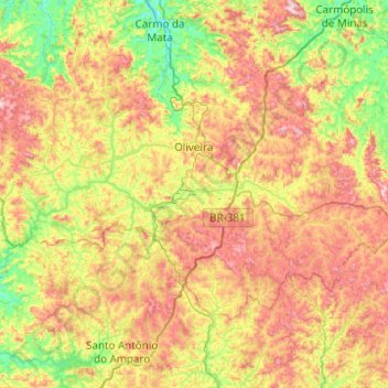 Oliveira topographic map, elevation, terrain