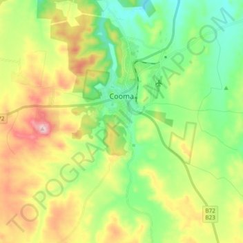 Cooma topographic map, elevation, terrain