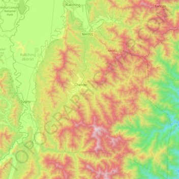 Chandel topographic map, elevation, terrain