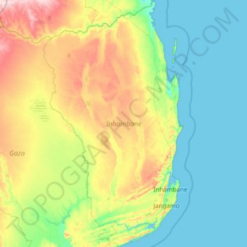 Inhambane Province topographic map, elevation, terrain