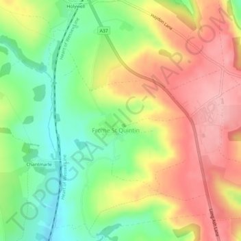 Frome St. Quintin topographic map, elevation, terrain