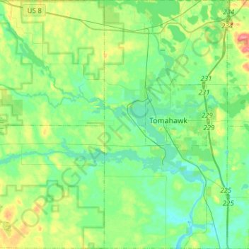 Town of Bradley topographic map, elevation, terrain