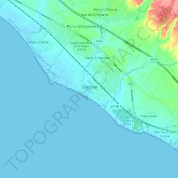 Ladispoli topographic map, elevation, terrain
