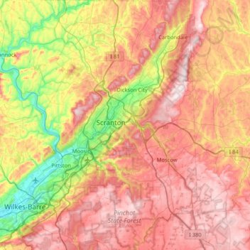 Lackawanna County topographic map, elevation, terrain