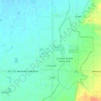 Corvallis topographic map, elevation, terrain