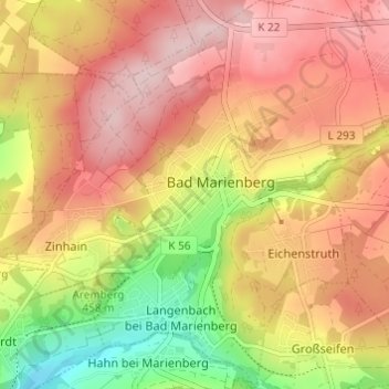 Bad Marienberg (Westerwald) topographic map, elevation, terrain