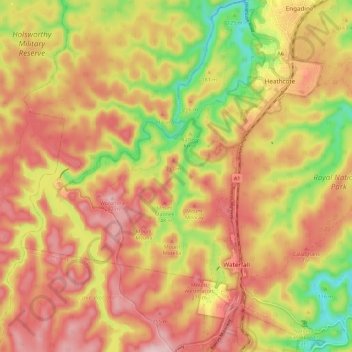 Heathcote National Park topographic map, elevation, terrain