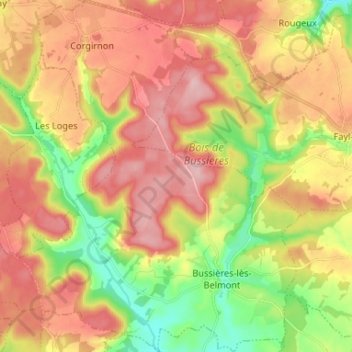 Champsevraine topographic map, elevation, terrain