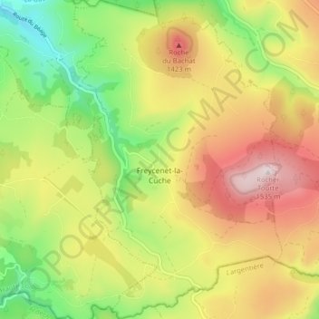 Freycenet-la-Cuche topographic map, elevation, terrain