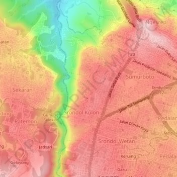 Srondol Kulon topographic map, elevation, terrain