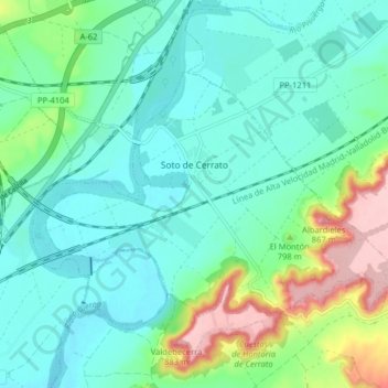 Soto de Cerrato topographic map, elevation, terrain