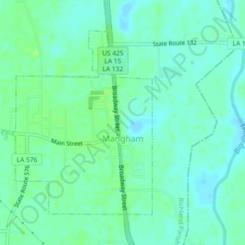 Mangham topographic map, elevation, terrain