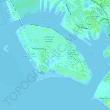 Sand Island topographic map, elevation, terrain