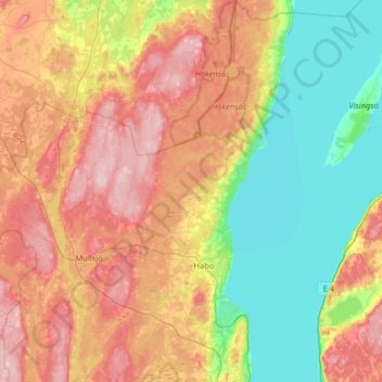 Habo kommun topographic map, elevation, terrain