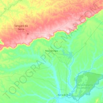 Nova Olímpia topographic map, elevation, terrain