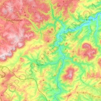 Kusel-Altenglan topographic map, elevation, terrain