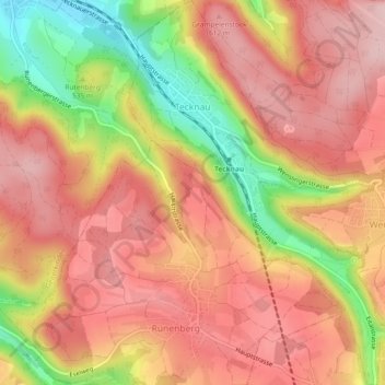 Tecknau topographic map, elevation, terrain
