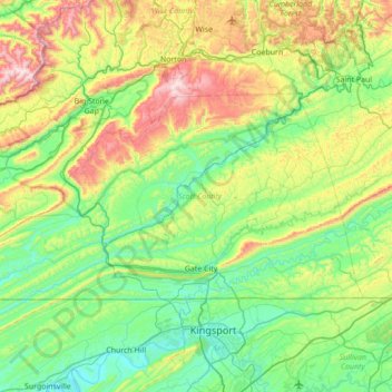 Scott County topographic map, elevation, terrain