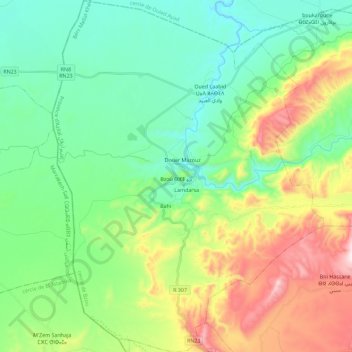 Bzou topographic map, elevation, terrain