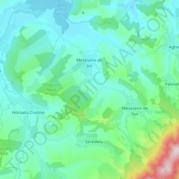Meseșenii de Jos topographic map, elevation, terrain