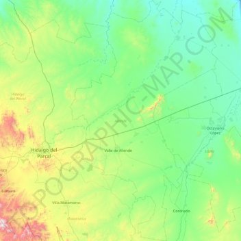 Allende topographic map, elevation, terrain