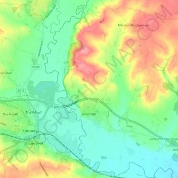 Doveridge topographic map, elevation, terrain