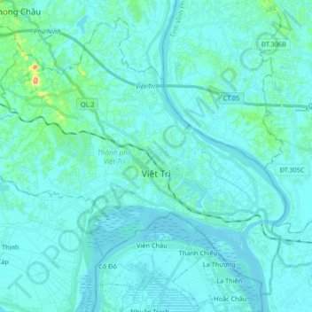 Việt Trì topographic map, elevation, terrain